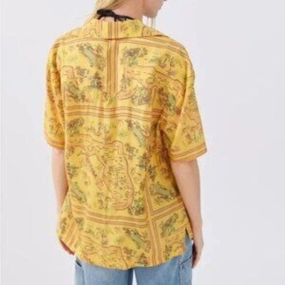 Urban Outfitters UO Gardenia Florida Map Print Button Down Shirt L - Picture 11 of 11